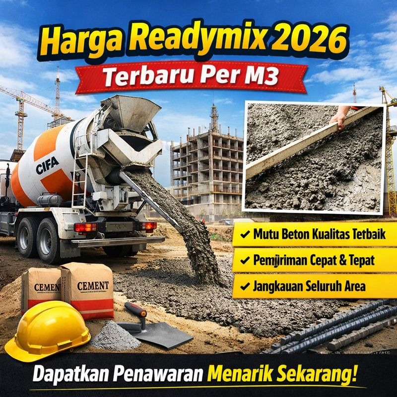 Harga readymix 2026 menjadi informasi penting bagi Anda yang sedang merencanakan pembangunan rumah, ruko, gedung, hingga proyek infrastruktur. Beton ready mix (beton cor siap pakai) diproduksi di batching plant dengan standar mutu terkontrol sehingga lebih praktis, kuat, dan efisien dibandingkan beton manual.
Pada postingan ini kami sajikan update harga readymix 2026 per m3, lengkap dengan tabel harga berdasarkan mutu beton, jenis truk molen, simulasi perhitungan biaya, serta tips memilih supplier beton cor terpercaya.
Daftar Harga Readymix 2026 Per M3
Berikut estimasi harga beton readymix 2026 terbaru yang umum berlaku di pasaran:
Beton Mutu B0 : Rp750.000 – Rp800.000 / m3
Beton Mutu K100 : Rp770.000 – Rp820.000 / m3
Beton Mutu K175 : Rp800.000 – Rp840.000 / m3
Beton Mutu K225 : Rp830.000 – Rp880.000 / m3
Beton Mutu K250 : Rp850.000 – Rp910.000 / m3
Beton Mutu K300 : Rp880.000 – Rp950.000 / m3
Beton Mutu K350 – K500 : Rp950.000 – Rp1.250.000 / m3
Harga dapat berbeda tergantung lokasi proyek, jarak batching plant, volume pemesanan, serta kondisi akses jalan menuju lokasi pengecoran.
Harga Readymix K225 Per M3 2026
Harga readymix K225 per m3 merupakan yang paling banyak dicari karena mutu ini cocok untuk berbagai kebutuhan konstruksi seperti:
Dak lantai rumah
Jalan lingkungan
Ruko dan bangunan bertingkat rendah
Struktur beton non-struktural berat
Rata-rata harga beton readymix K225 tahun 2026 berada di kisaran Rp850.000 per m3 menggunakan truk molen standar.
Simulasi Perhitungan Harga Readymix K225
Contoh perhitungan biaya:
Harga K225 : Rp850.000 / m3
Kapasitas truk molen standar : 7 m3
Total biaya:
Rp850.000 x 7 m3 = Rp5.950.000
Harga Readymix 1 Kubik & 1 Truk Molen
Banyak calon pembeli mencari harga readymix 1 kubik atau harga readymix 1 truk molen, berikut penjelasannya:
1 kubik readymix = 1 m3 beton cor
Truk molen standar = ±7 m3
Truk minimix = ±3 m3
Harga Readymix Minimix 3 M3 2026
Beton minimix cocok untuk proyek dengan akses jalan sempit atau perumahan padat.
Harga minimix K225 : Rp980.000 – Rp1.150.000 / m3
Total estimasi 3 m3 : Rp2.940.000 – Rp3.450.000
Harga Jayamix Readymix 2026
Jayamix adalah salah satu merek beton readymix paling populer di Indonesia. Harga Jayamix readymix 2026 cenderung sedikit lebih tinggi karena kualitas material dan standar produksinya.
Estimasi harga Jayamix per m3 2026:
K225 : Rp870.000 – Rp920.000
K250 : Rp900.000 – Rp950.000
K300 : Rp930.000 – Rp990.000
Faktor yang Mempengaruhi Harga Readymix
Beberapa faktor yang memengaruhi naik turunnya harga beton readymix 2026 antara lain:
Mutu beton dan komposisi material
Jarak batching plant ke lokasi proyek
Jenis truk (standar atau minimix)
Volume pemesanan beton cor
Waktu pengecoran (siang, malam, atau hari libur)
Keunggulan Menggunakan Beton Readymix
Menggunakan beton readymix memberikan banyak keuntungan, di antaranya:
Mutu beton konsisten dan teruji
Proses pengecoran lebih cepat
Menghemat biaya tenaga kerja
Mengurangi risiko kesalahan adukan
Cocok untuk proyek kecil hingga besar
FAQ – Harga Readymix 2026
Berapa harga readymix per m3 tahun 2026?
Harga readymix 2026 per m3 berkisar Rp750.000 hingga Rp1.250.000 tergantung mutu beton dan lokasi.
Berapa harga readymix K225 per m3?
Harga readymix K225 per m3 tahun 2026 sekitar Rp830.000 – Rp880.000.
Berapa harga readymix 1 truk molen?
Harga 1 truk molen (7 m3) beton K225 sekitar Rp5.900.000.
Apa beda readymix dan beton manual?
Readymix diproduksi di batching plant dengan standar mutu, sedangkan beton manual diaduk di lokasi proyek.
Pesan Beton Readymix 2026 Sekarang
Jika Anda sedang mencari harga readymix 2026 murah per m3, pastikan memilih supplier beton cor yang berpengalaman dan terpercaya. Konsultasikan kebutuhan mutu beton dan volume agar proyek berjalan lancar, efisien, dan sesuai anggaran.