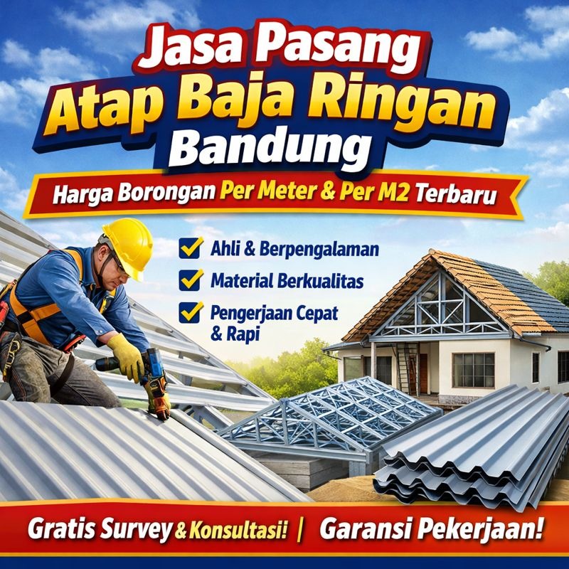 Jasa Pasang Atap Baja Ringan Bandung – Harga Borongan Per Meter & Per M2 Terbaru