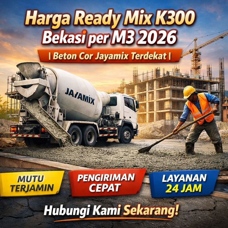 Harga Ready Mix K300 Bekasi per M3 2026 | Beton Cor Jayamix Terdekat