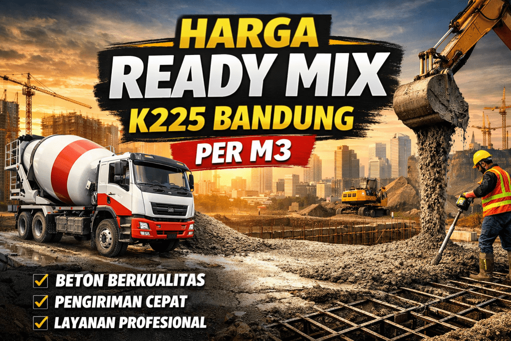 harga ready mix k225 bandung, harga beton k225 bandung, ready mix bandung, beton cor k225 per m3, harga cor beton bandung, supplier ready mix bandung, beton k225 untuk rumah, harga beton terbaru 2026